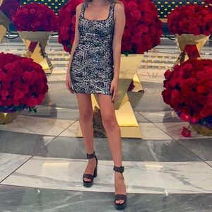 Geo Metallic Sequin Mini Dress